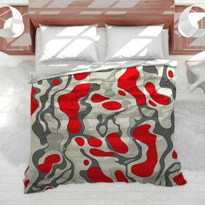 Édredon rouge avec tourbillons rouges, édredon abstrait Art déco