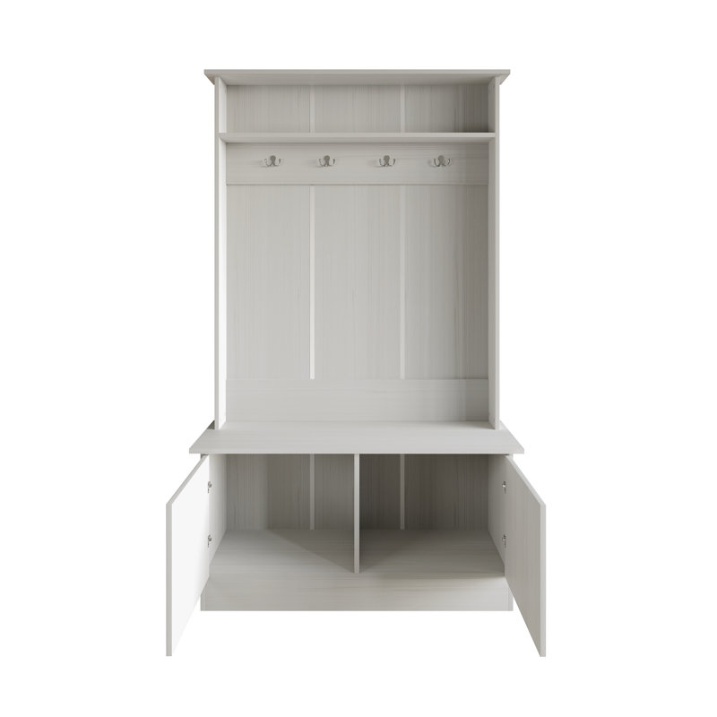 Logenita Hall Tree 39.96'' Wide with Bench, Light Gray
