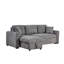Canapé-lit d'angle Sery, méridienne de rangement, 2 coussins décoratifs, tissu bouclé gris