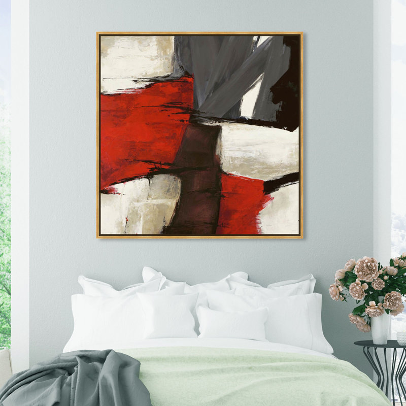 Abstrait Sai - Rubrum - impression sur toile tendue, Toile avec cadre, H 40 po x l 40 po, Doré