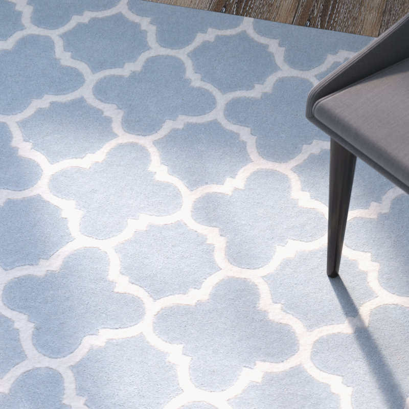 Tapis géométrique en laine touffeté à la main Chatham, Rond 9 pi