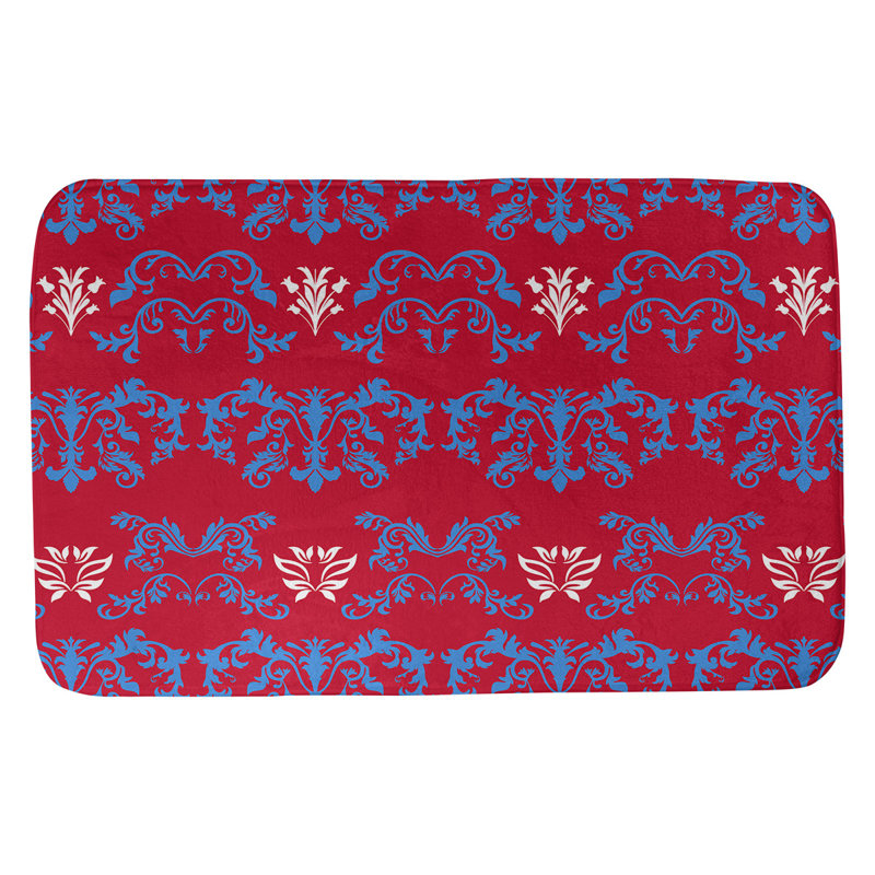 Tapis pour salle de bain Houston, l 21 po x L 34 po, Bleu clair / rouge / blanc