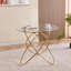 Table basse moderne en verre Modern Glam avec base dorée entrecroisée-282787975