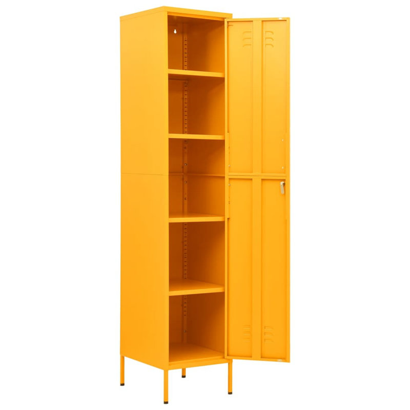 Armoire de rangement en métal pour armoire de bureau en acier, Jaune moutarde