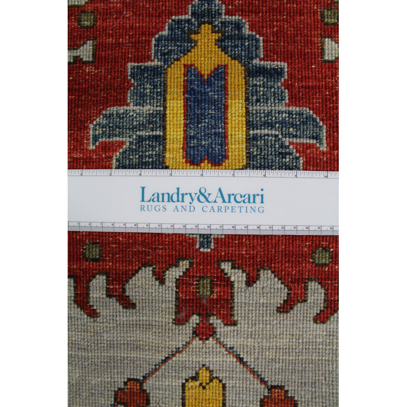 Tapis gris en laine / coton tissé à la main Harshang
