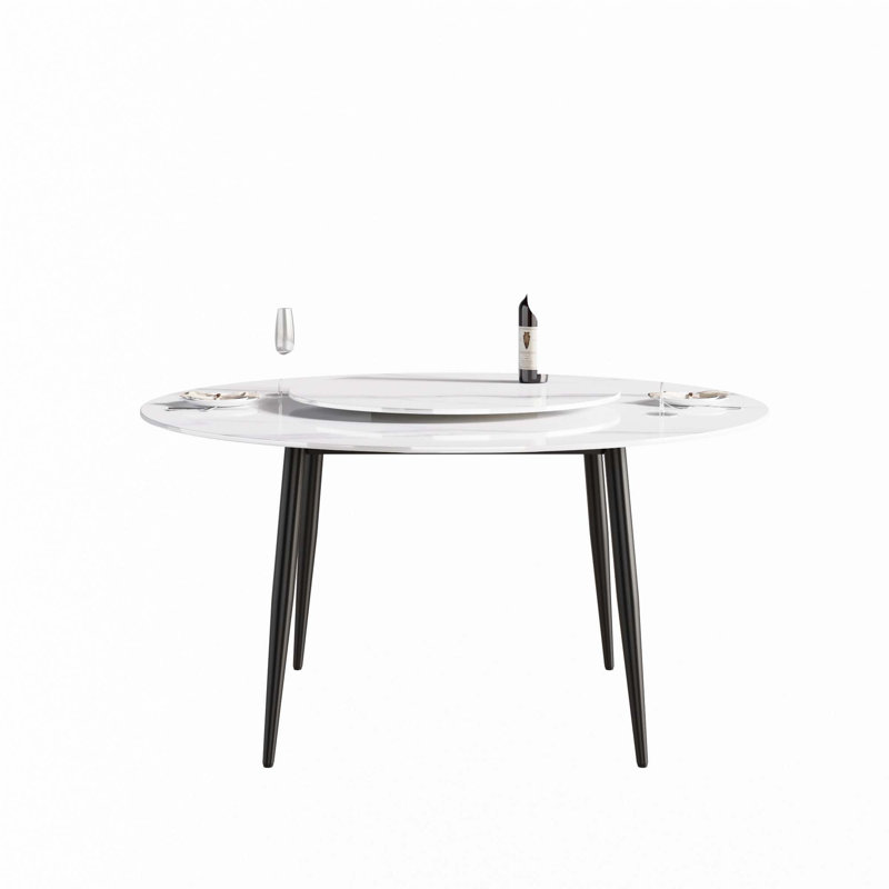 Brayden Studio 59.05"Artificial Stone Round Dining Table With Turntable ...