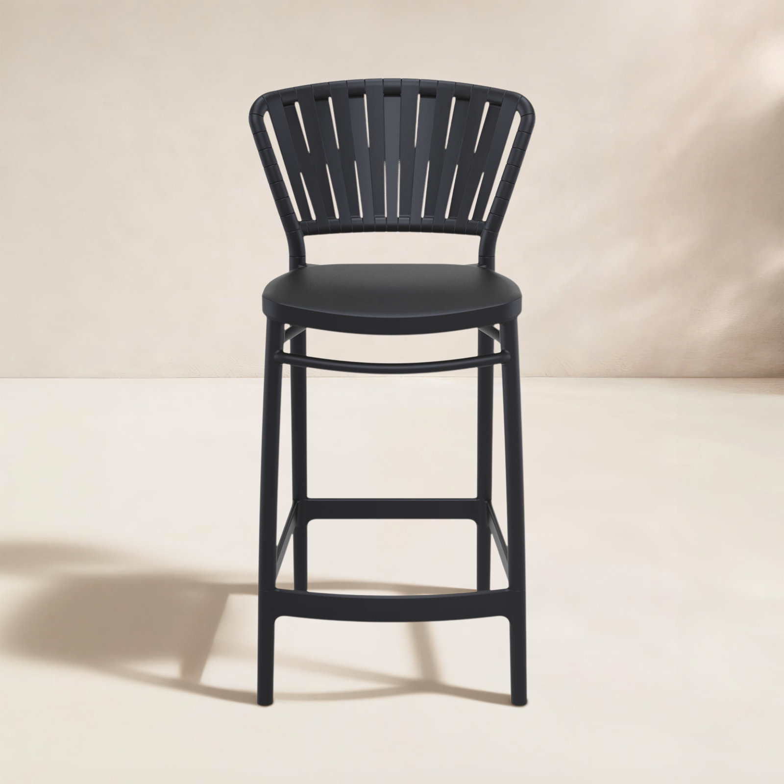 Newport Outdoor Barstool, 25.6", Black