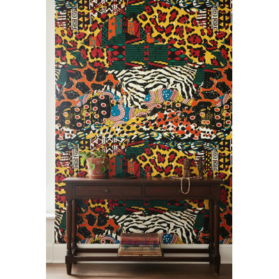 Papier peint à motif animalier abstrait mural éclectique