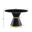 Table imprimée en marbre noir avec base et décoration dorée - 45,64 po de longueur x largeur 29,47 po de hauteur