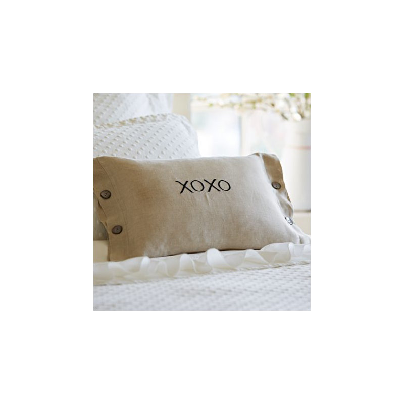 Hugs & Kisses Linen Boudoir Pillow
