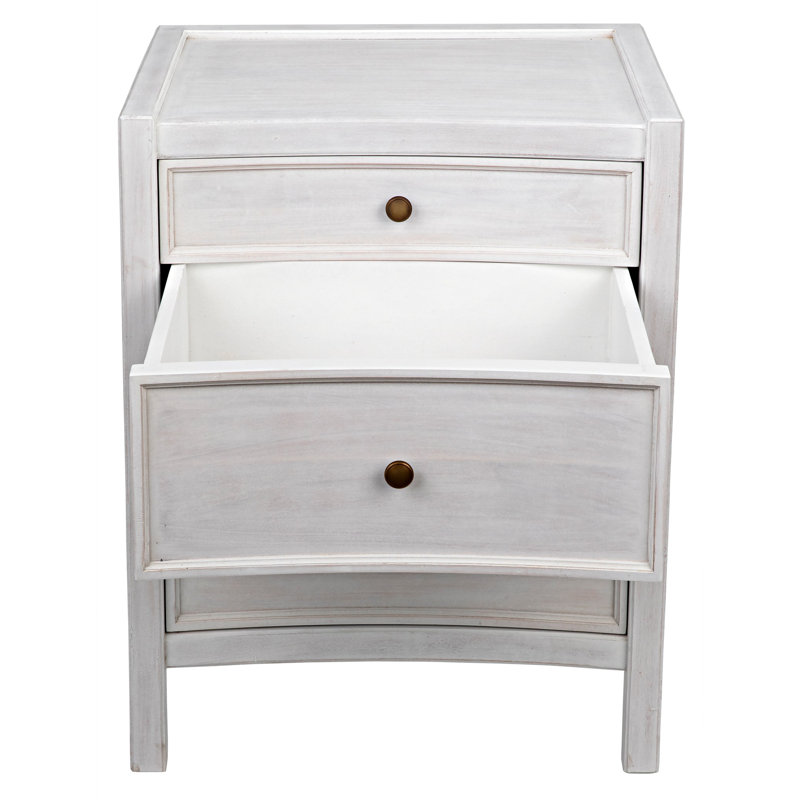 Hampton 3 - Drawer Solid Wood Nightstand, White Wash