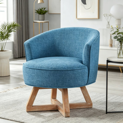 Chaise pivotante avec base en bois en forme de croix