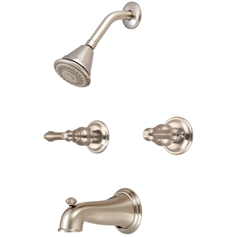 Central Brass 8997-B1-BN Four Function Showerhead Two Handle Tub & Shower Set in Brushed Nickel