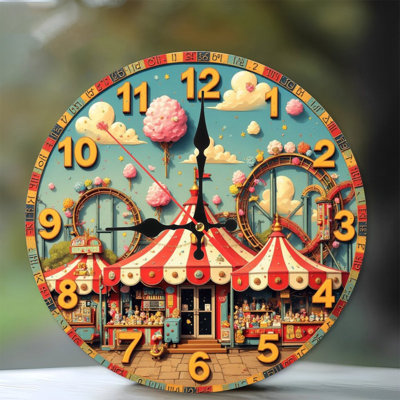 circus clock carnival cotton candy roller coaster