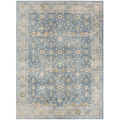 Nourison Astra Machine Washable Teal Beige Vintage Indoor Rug