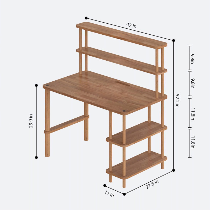 Bureau en hêtre massif Jasper, bureau d'étude moderne pour bureau personnel