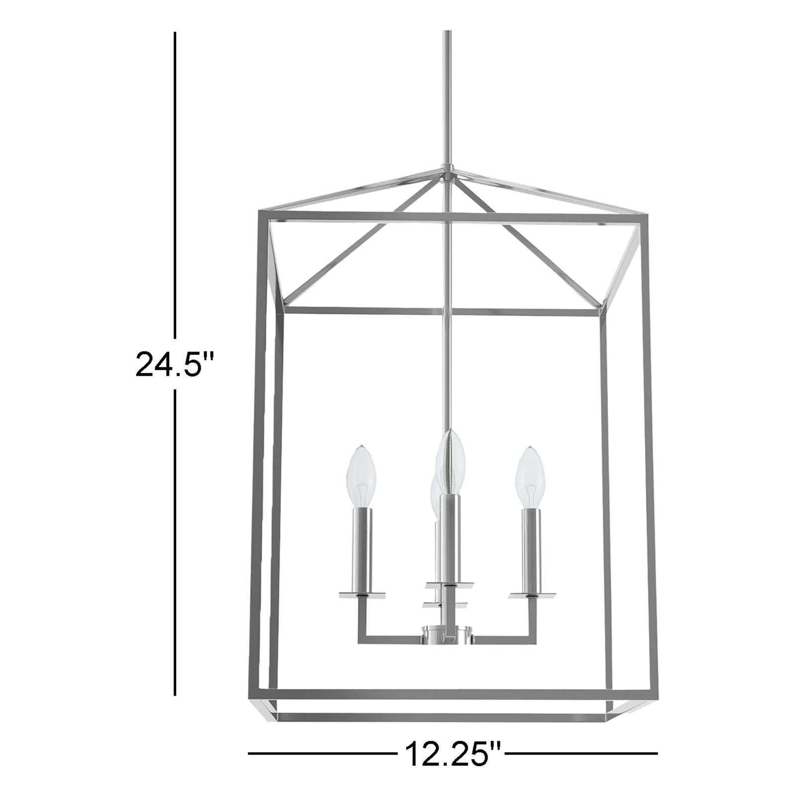 Ellis 4 - Light Dimmable Lantern Chandelier, 18.5" H x 12.25" W x 12.25" D, Chrome, No