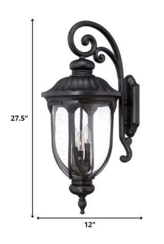 Lanterne murale d’extérieur 3 ampoules Angie, Noir mat