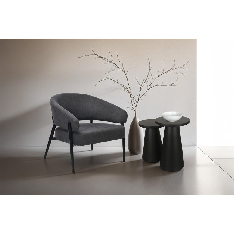 Tam Solid Wood Side Table Set, Black