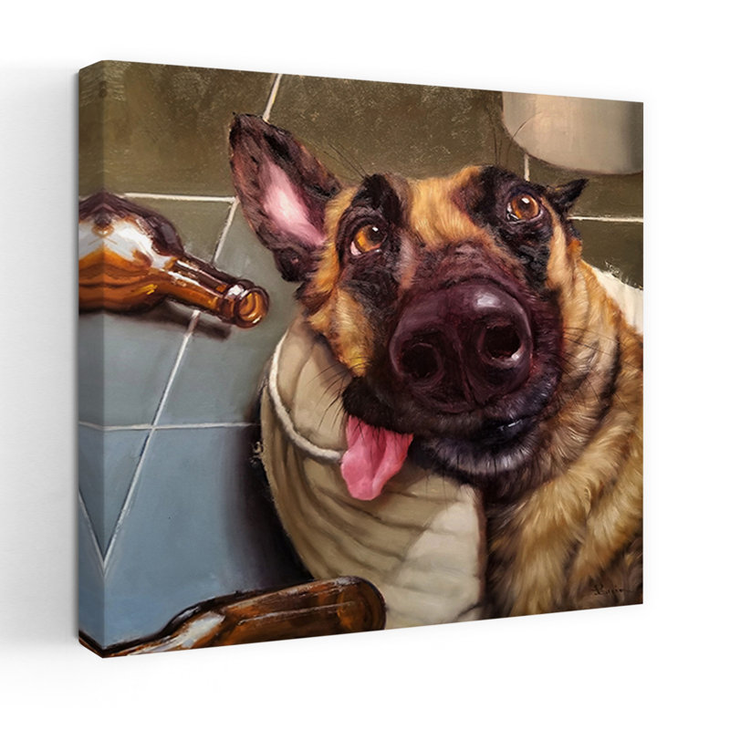The Morning After Contemporary Dog Art, 18" H x 18" W