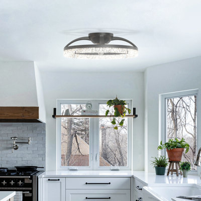 20 Inch Ceiling Fans with Lights and Remote, 3000-6000K Dimmable Modern Flush Mount LED Fan Light 6 Speed Ceiling Fan for Bedroom, Kitchen, Living Room - Black