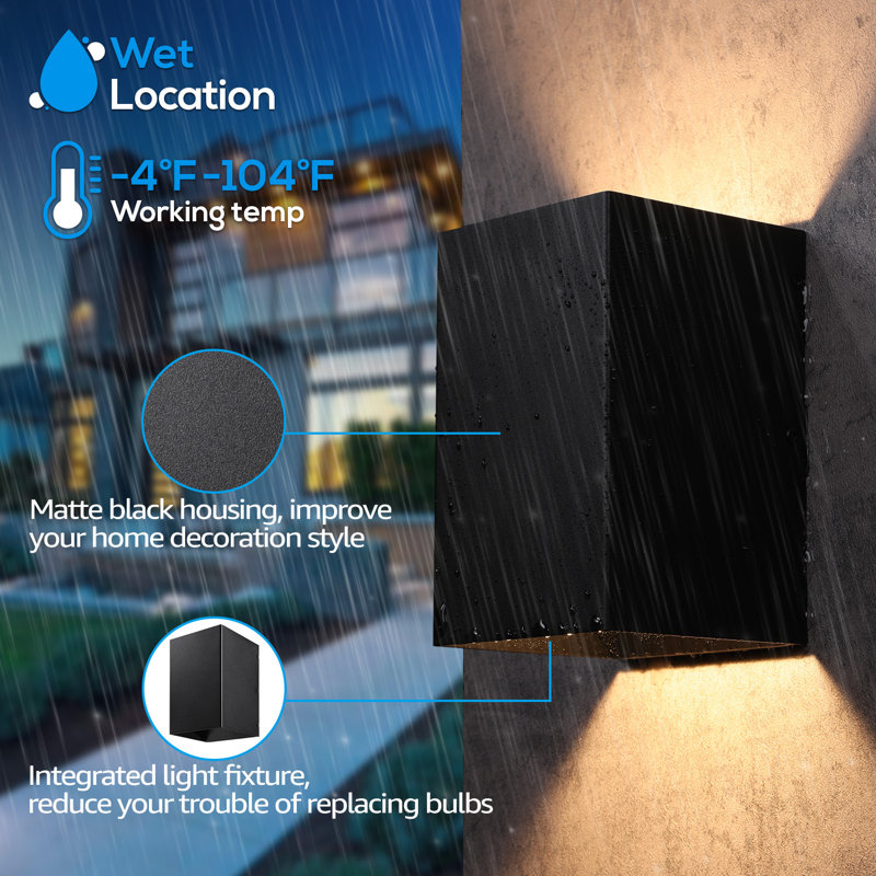 Wrought Studio™ Cascade LED Square Wall Sconces Outdoor Modern Up ...