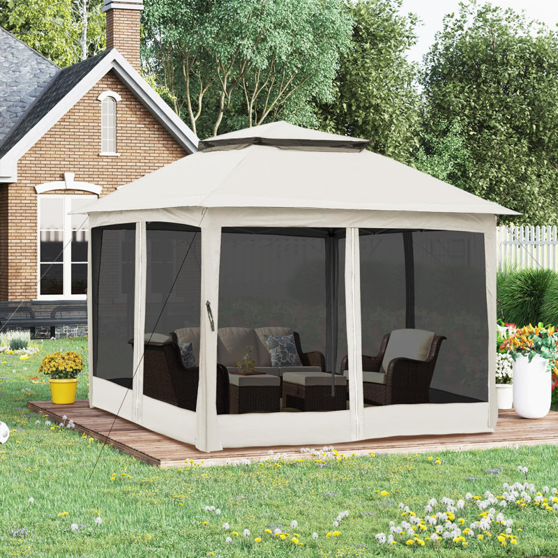 Athelene 3m x 3m Metal Pop Up Gazebo, Cream