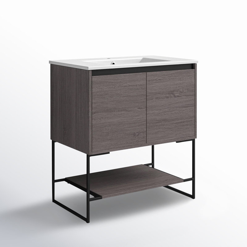 Ensemble de meuble-lavabo simple 30 po Fiquett, Gris