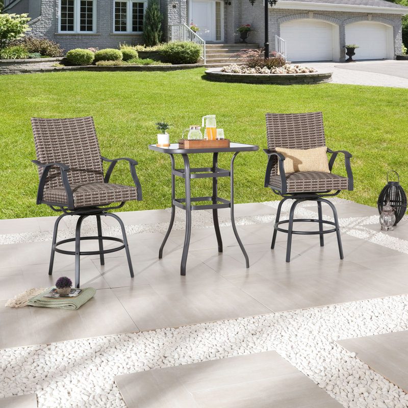2 - Person Wicker Patio Dining Set with Square Table