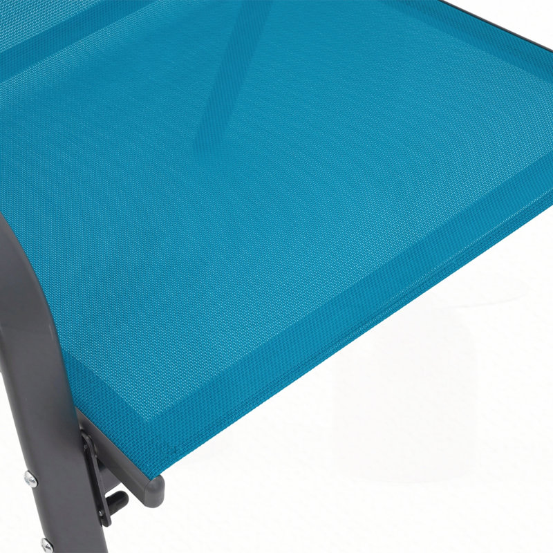 Chaises de camping d'extérieur en tissu respirant Textilene, Bleu, 4