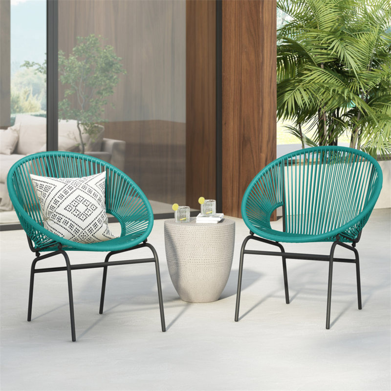 Chaise en osier N Oudoor, bleu sarcelle, ensemble de 2, Teal