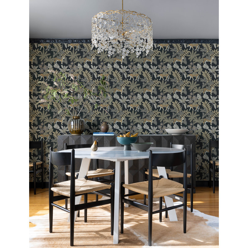 Caspian Jungle Prowl Wallpaper, Black