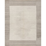 Wool Striped Area Rug in Ivory/Light Charcoal