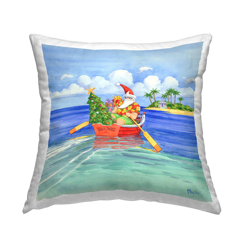 Coussin décoratif tropical imprimé père Noël par Paul Brent