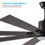 Ventilateur de plafond à DEL 72 po en noyer avec 8 pales en bois, télécommande, température de couleur réglable pour le salon, la chambre à coucher ou la salle à manger (silencieux / 6 vitesses / réversible / moteur à courant continu)