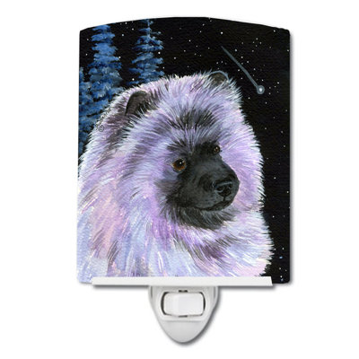 Starry Keeshond Ceramic Night Light