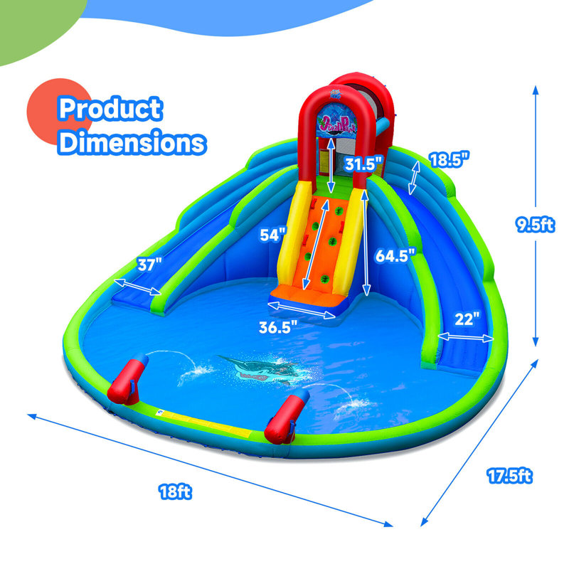 Jeu gonflable 18 'x 17,5' avec glissade d'eau