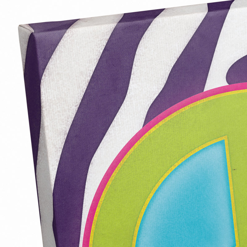 Peace Sign Zebra - Wrapped Canvas Painting, 14" H x 11" W x 1.25" D