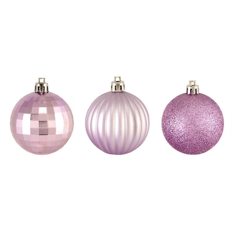 100 boules de Noël incassables à 3 finitions 100 po 2,5 po (60 mm), Mauve lavande