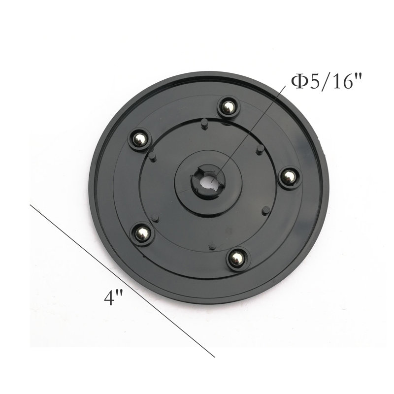 4" Black Plastic Spinner Lazy Susan Turntable Organizer for Spice Rack Table Cake Kitchen Pantry