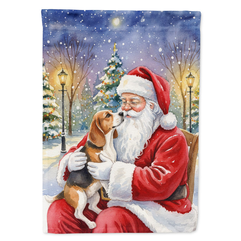 Beagle avec le drapeau du jardin du père Noël, Taille du jardin, Beagle
