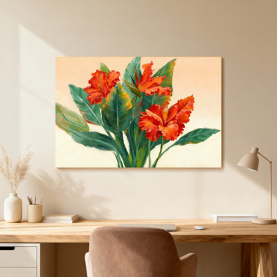 Plantes et fleurs Fleurs rouges éclatantes avec feuilles vertes
