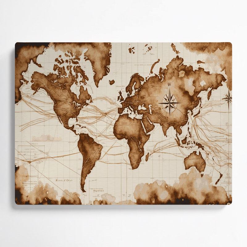Transport, cartes d'aviation rétro, art mural en métal beige, H 12 po x l 18 po