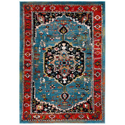 Vintage Hamadan 266 Area Rug In Blue / Red