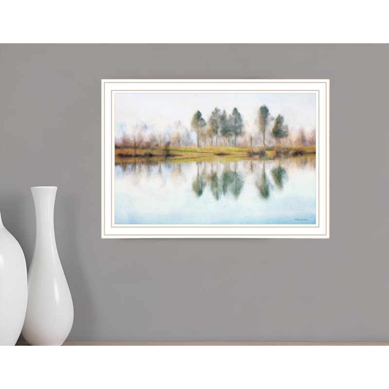«Lake Reflections», reproduction d'art encadrée blanche