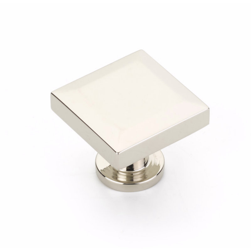 Heathrow Square Knob, Polished Nickel