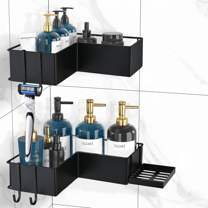 2-pack Corner Shower Caddy Organizer With Soap Holder And 4 Hooks