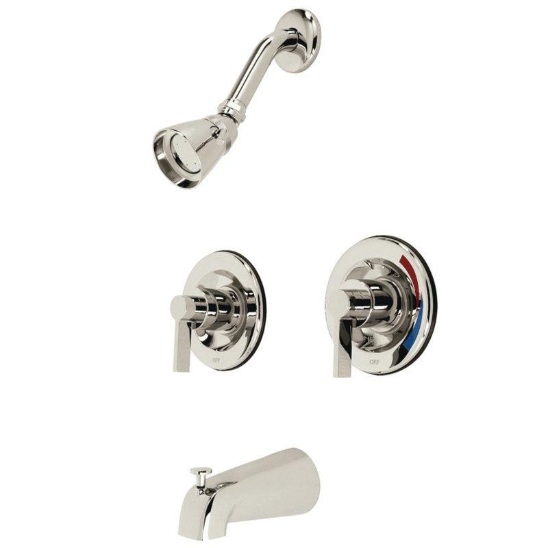 Kingston Brass NuvoFusion Double-Handle Pressure Balanced Tub and Shower Faucet