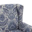 Fauteuil à oreilles tapissier à motif floral damassé bleu marine Duward avec garniture cloutée-1093638109
