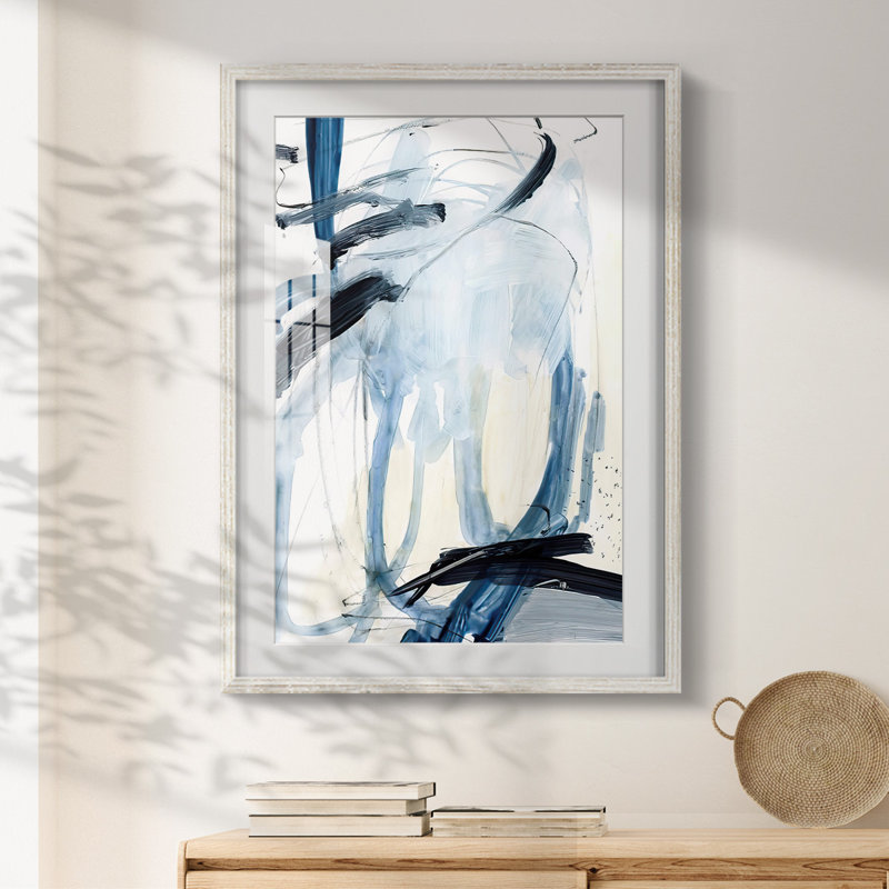 Indigo Swash II - impression encadrée, H 28,5 po x l 20,5 po, Blanc